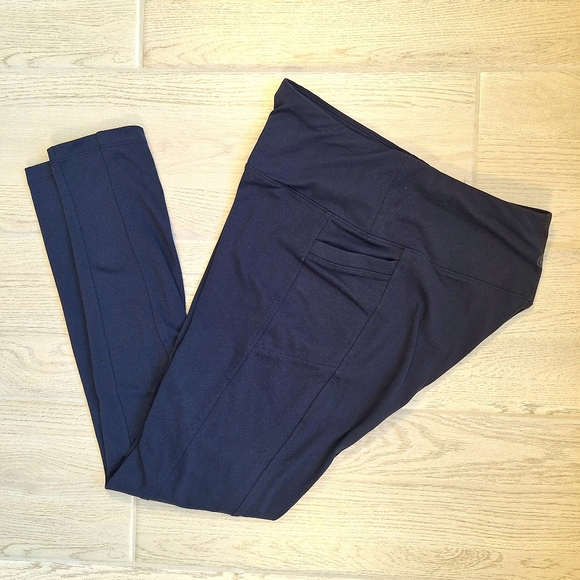 Talbots Tech Stretch Slash Pocket Navy Blue High Waist Leggings - Size Medium - Picture 5 of 16